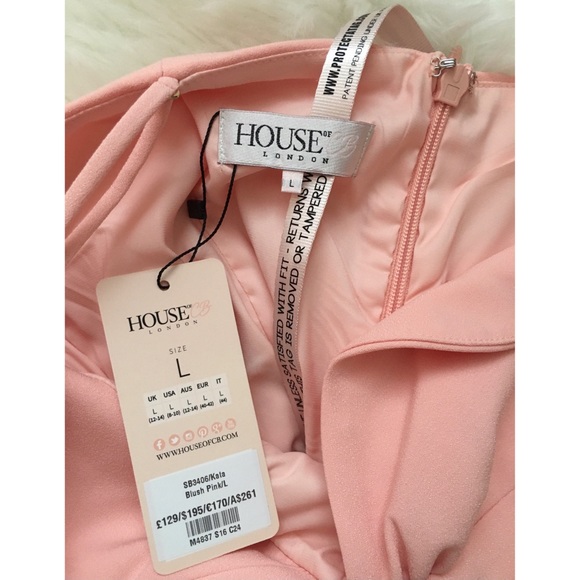 🍋✨ HOUSE OF CB Kata Midi Dress in Blush Pink L NWT - Picture 17 of 17